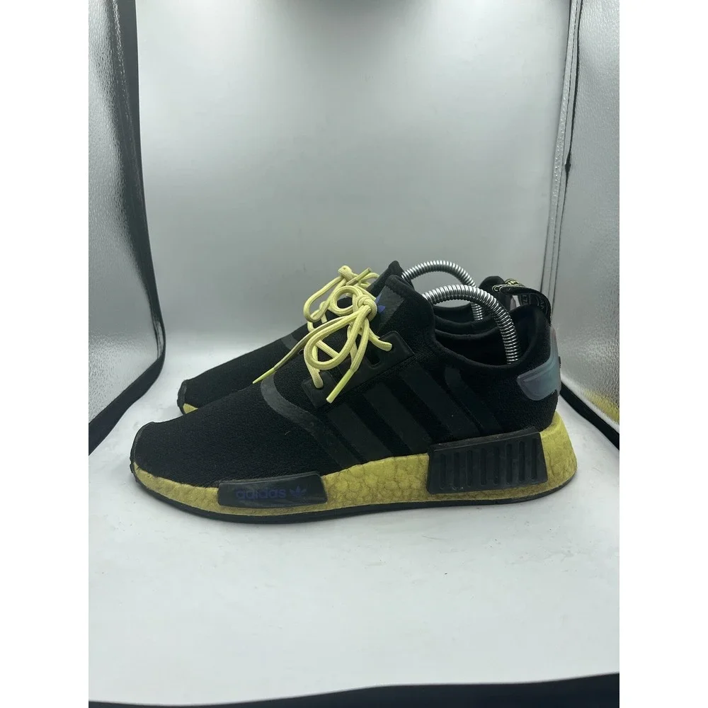 Adidas NMD R1 Running Shoes Size 7Y‎ W 8.5 Black Pulse Yellow GW6018